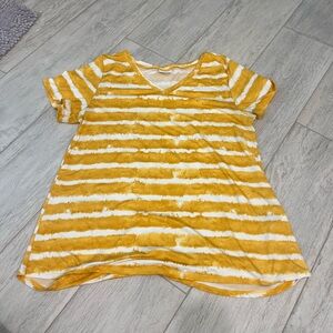 LuLaRoe Golden Yellow and White Striped Tee
